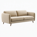 Canapé 2 places 170 cm en tissu beige avec pieds en bois style moderne