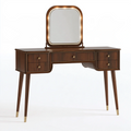 Coiffeuse 120 x 45 x 142 cm en bois brun foncé avec miroir et 5 tiroirs style vintage