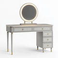 Coiffeuse 120 x 45 x 145 cm en bois gris avec miroir lumineux - style contemporain