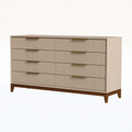 Commode 160 x 45 x 90 cm en bois beige et noyer à 4 tiroirs style contemporain