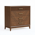 Commode 90 x 45 x 100 cm en bois brun à 4 tiroirs style contemporain