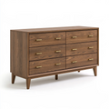 Commode 140 cm en bois brun à 6 tiroirs style moderne