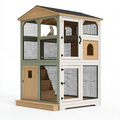 Enclos pour chat 120 x 90 x 180 cm en bois naturel vert et blanc avec grillage pour extérieur
