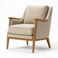 Fauteuil 76 x 82 x 98 cm en tissu beige et bois marron style scandinave