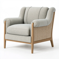 Fauteuil 85 x 88 x 95 cm en tissu gris et bois avec cannage style rétro