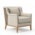 Fauteuil 78 x 82 x 92 cm en tissu beige avec pieds en bois style contemporain