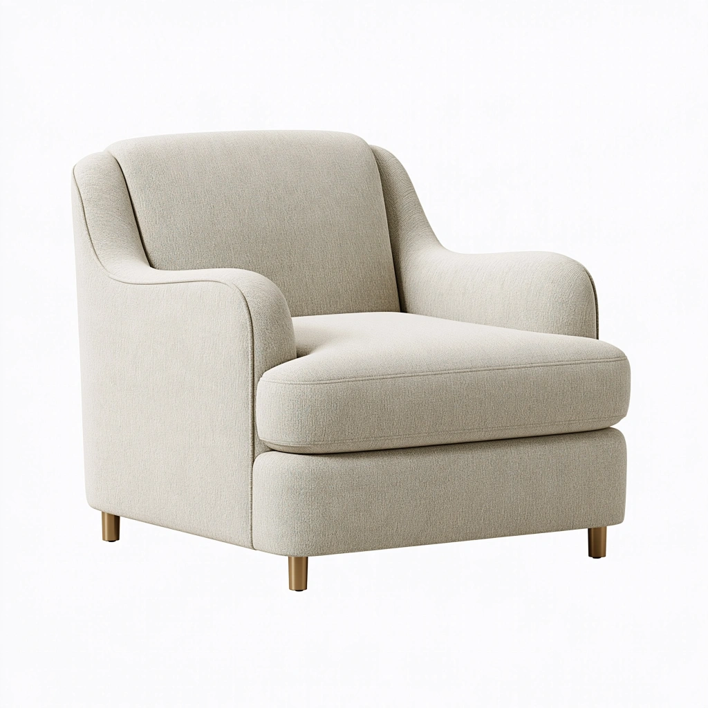 Fauteuil 88 x 90 x 86 cm en tissu beige à accoudoirs style contemporain