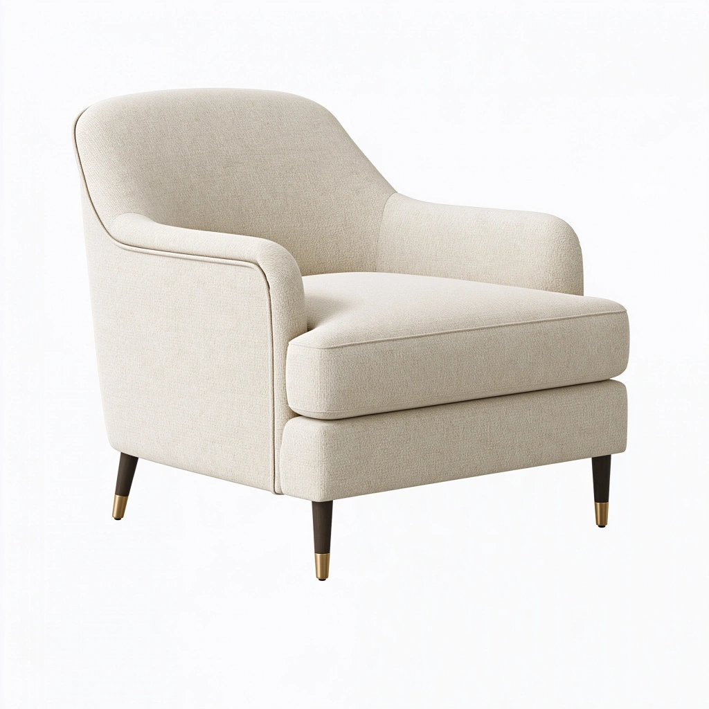 Fauteuil 75 x 80 x 85 cm en tissu beige avec accoudoirs style contemporain