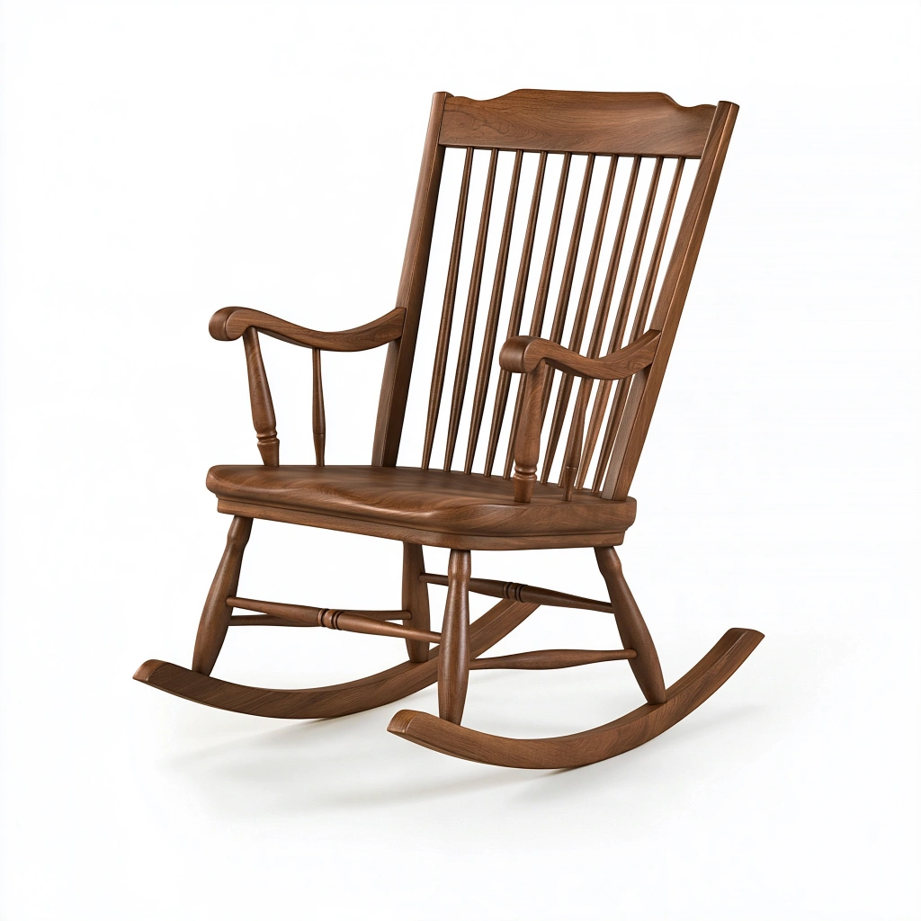 Fauteuil à bascule 100 x 65 x 110 cm en bois marron style traditionnel