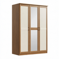 Armoire 180 x 60 x 220 cm en panneaux de bois marron et crème à portes coulissantes avec miroir