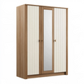 Armoire 180 x 60 x 220 cm en panneaux de bois marron et blanc avec miroir et portes battantes