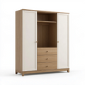 Armoire 140 x 55 x 200 cm effet bois naturel et blanc avec penderie et tiroirs